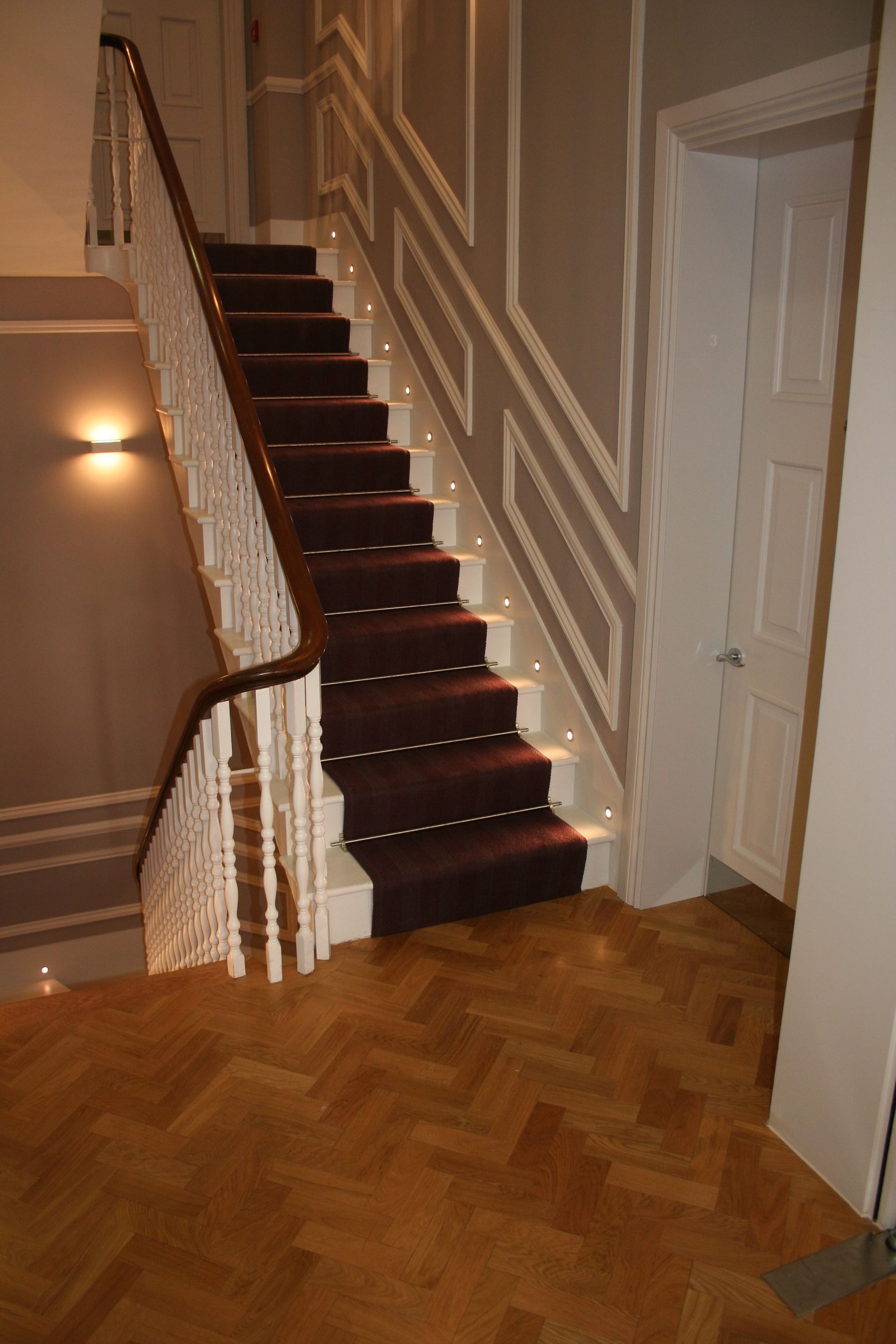 Staircase at Inflexion with Prime Grade Oak Parquet Flooring