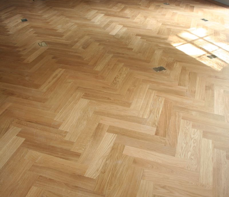 Oak Parquet floor, light brown and angled Oak Parquet hardwood floor, light brown, angled, with sunlight.