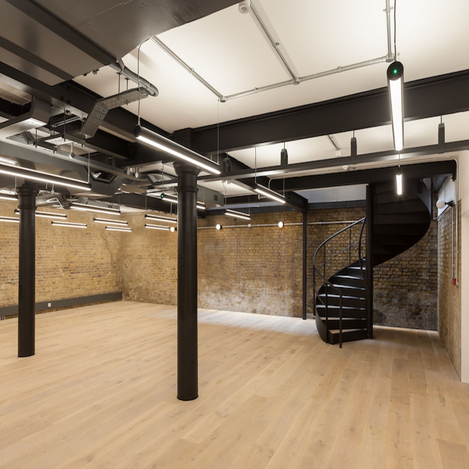 White Oiled Oak flooring in basement at Notcutt House