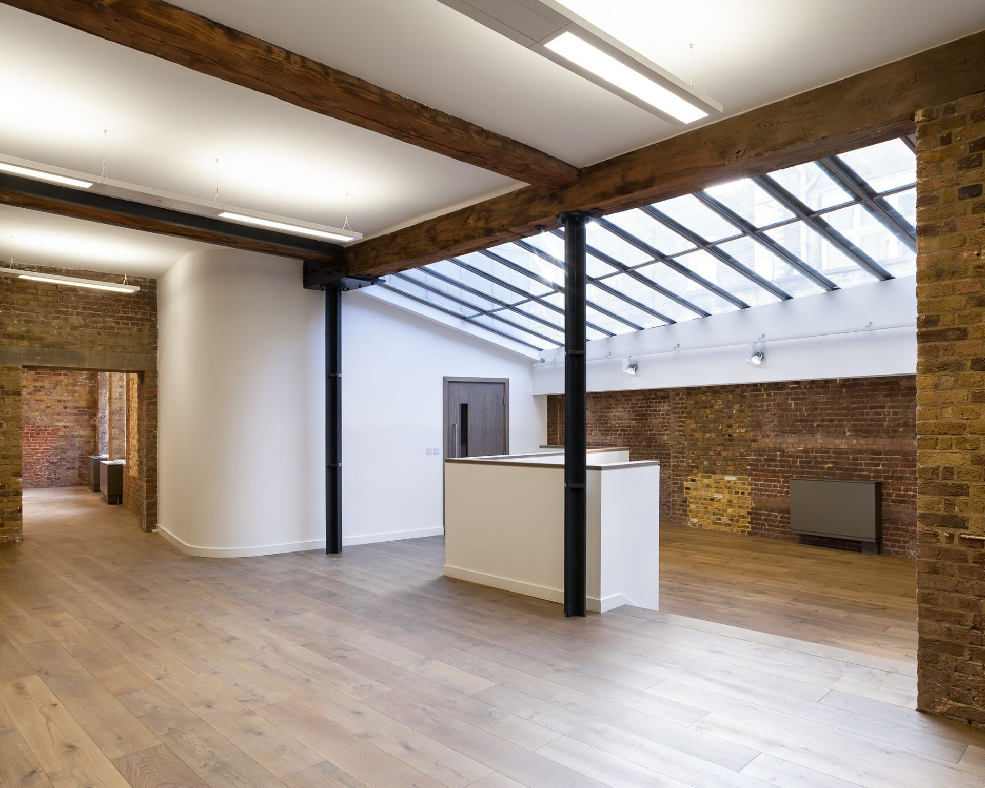 Wide reception area shot with Oiled Oak Flooring at Beak Street in London