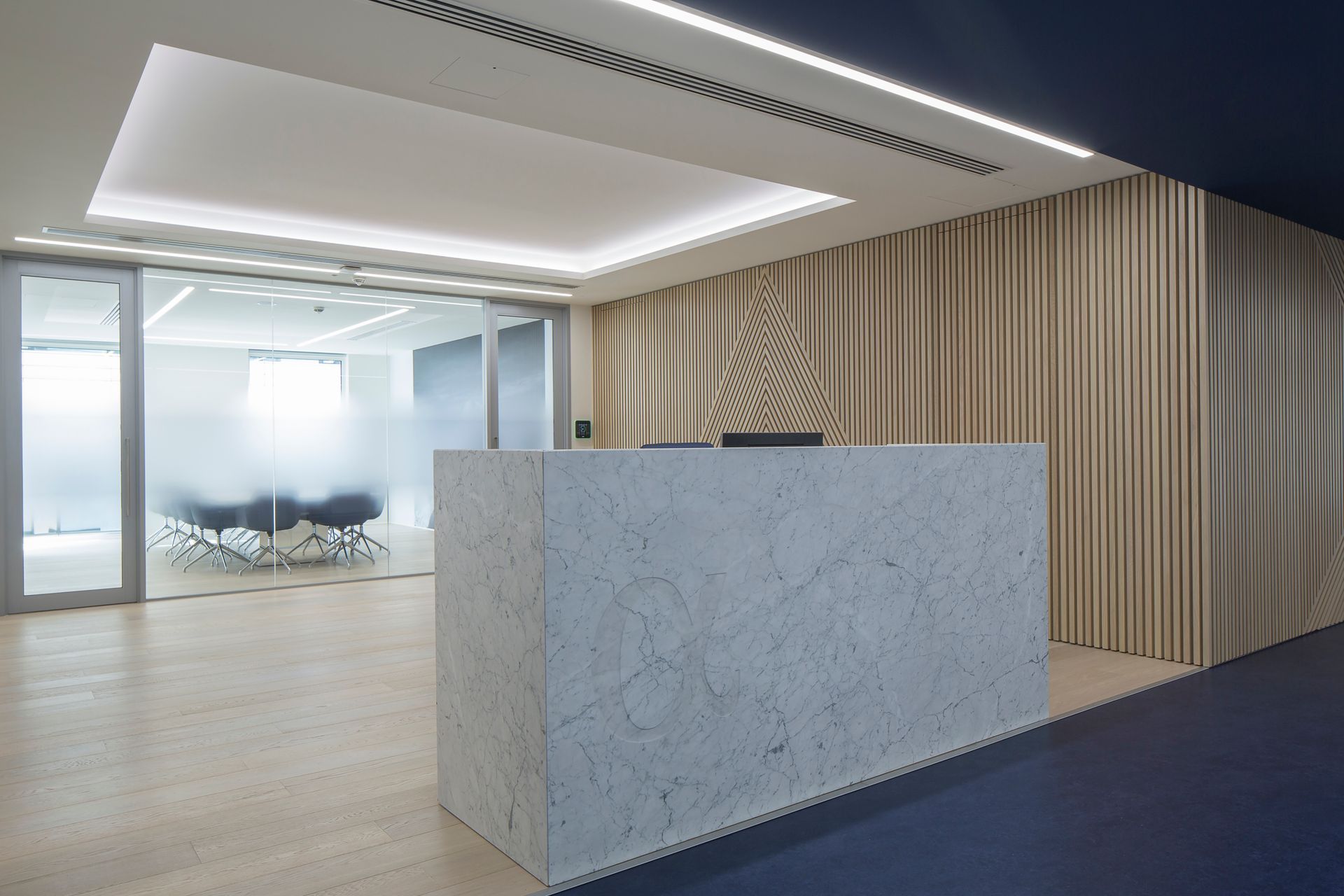 Reception at Algebris Investment fitted with White Oil Flooring
