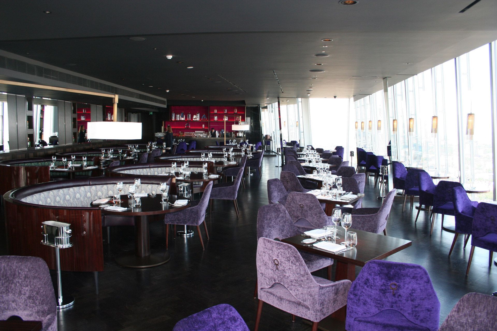 Restaurant floor at The Shard, London fitted with Thermo Oak Blocks flooring