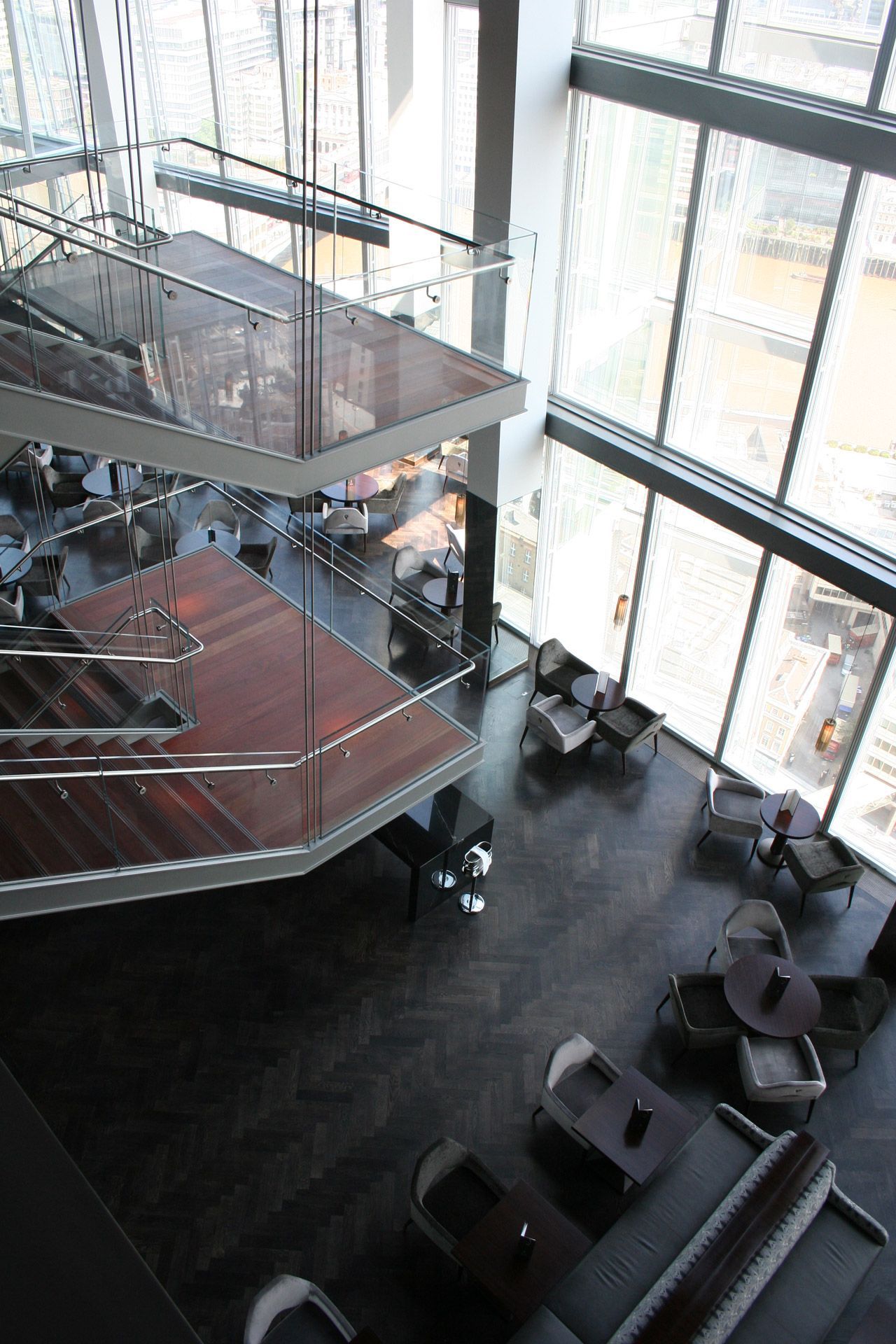 Thermo Oak Blocks flooring at The Shard, London with views of London