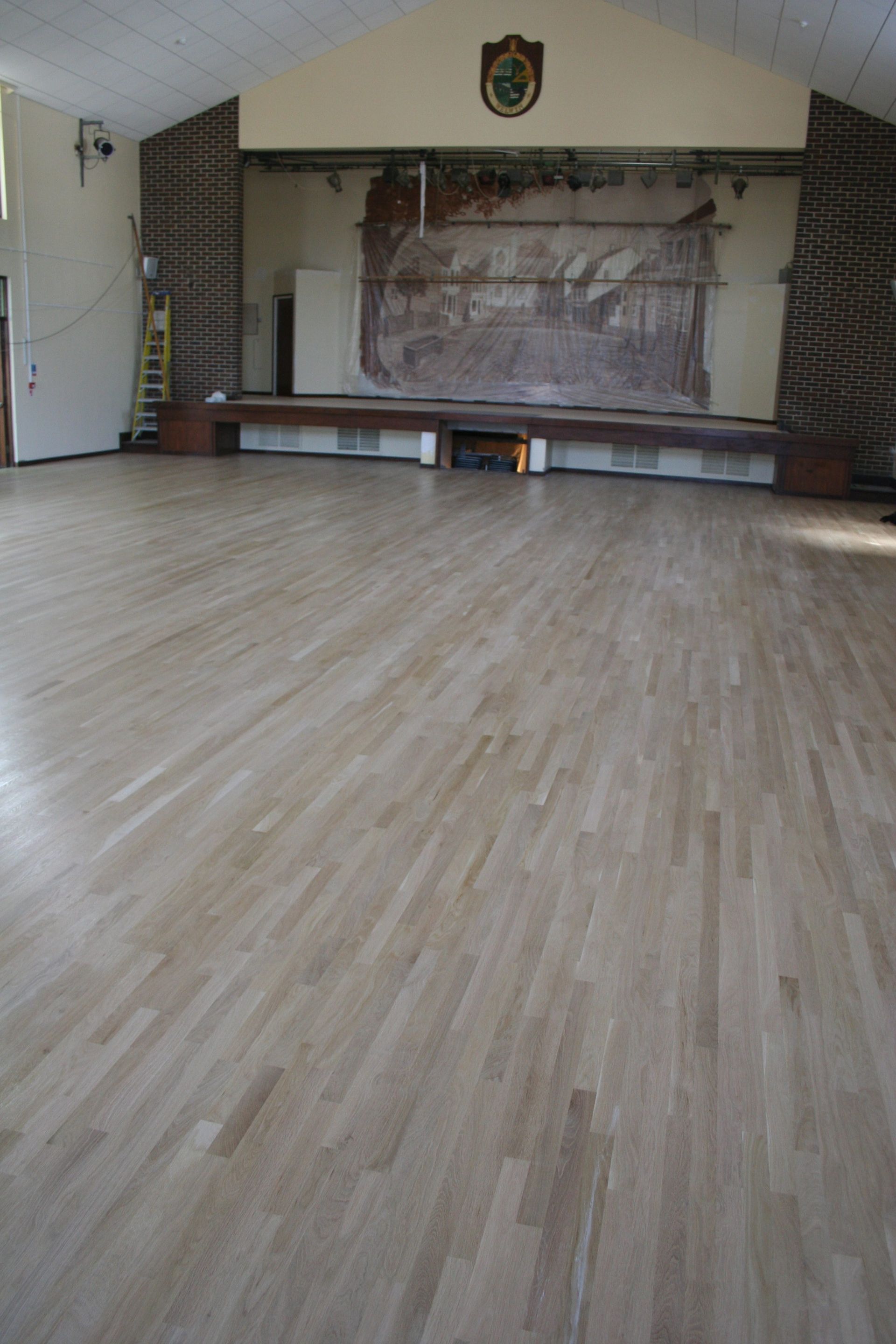 Light hitting Prime Grade Solid Oak flooring at Welwyn Civic Hall