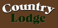 The logo for the country lodge is brown and green.