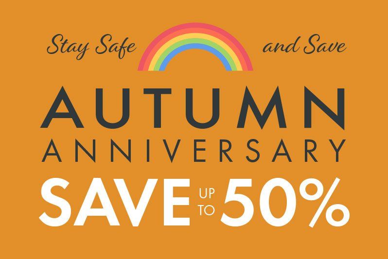 save up to half price autumn sale message
