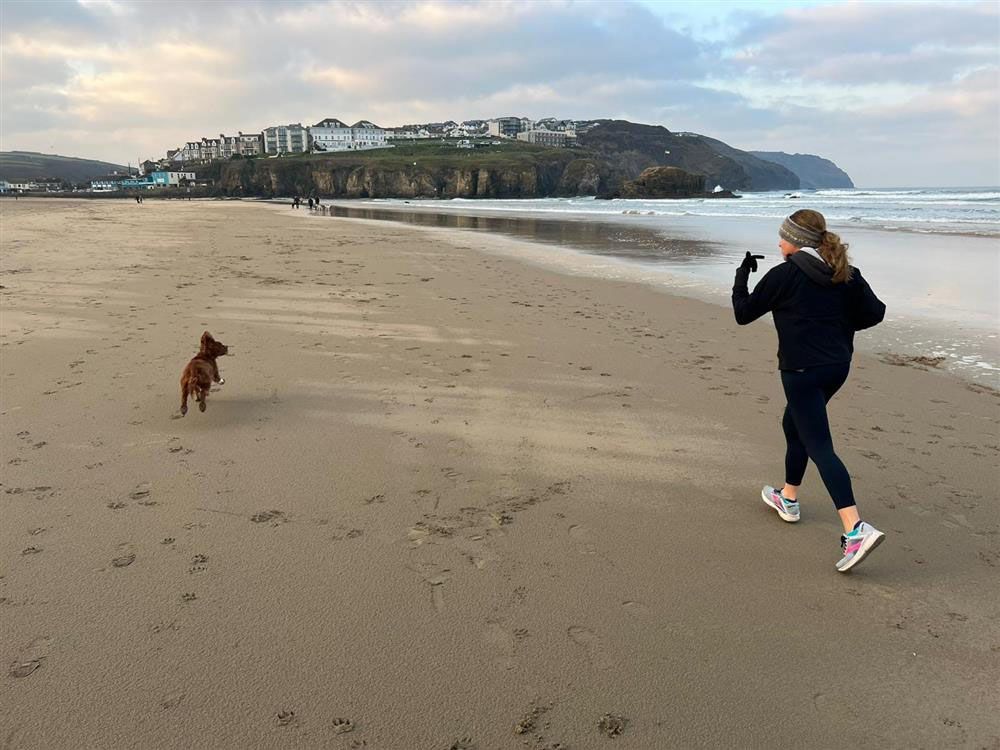 Sarah Hawks running with her dog Ellie