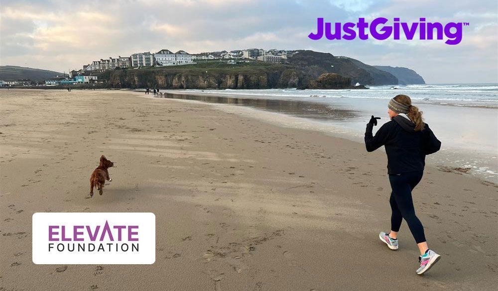Sarah Hawks running with her dog Ellie raising money for Elevate Foundation