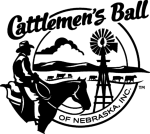 A logo for cattlemen 's ball of nebraska