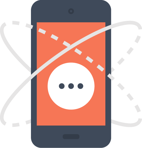 An icon of a cell phone with a circle on the screen