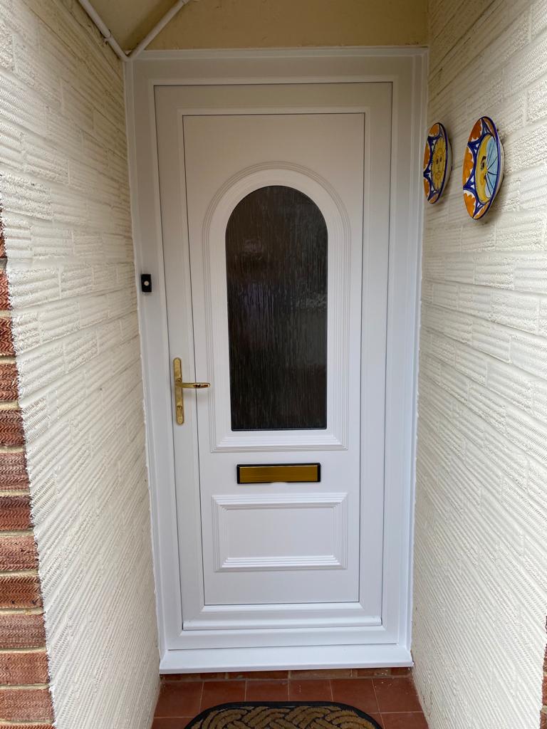 White pvc front door