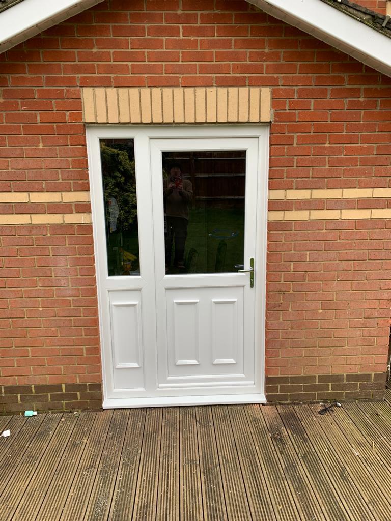 White pvc back door