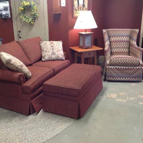 cozy love seat with foot rest - Roger S Wright Furniture LTD, Blooming Glen, PA.