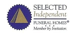 Logo for Selected Independent Funeral Homes, featuring a blue circular emblem with a gold pyramid.