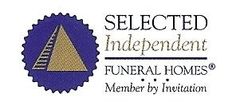 Logo for Selected Independent Funeral Homes, featuring a blue circular emblem with a gold pyramid.