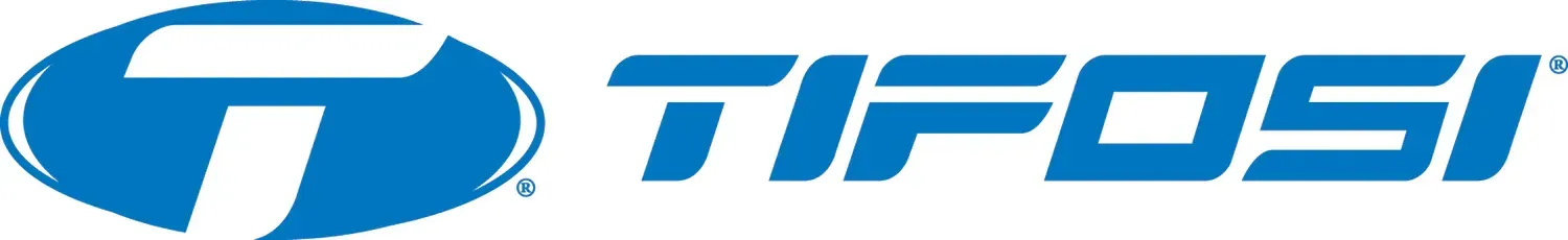 A blue and white tifosi logo on a white background