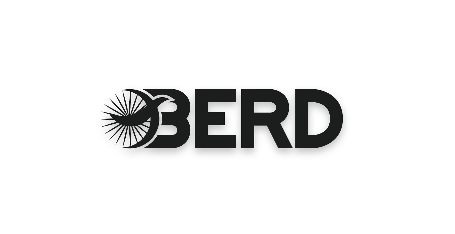 A black and white logo for berd with a bird on it.