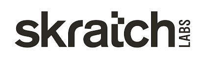 A black and white logo for a company called skratch labs