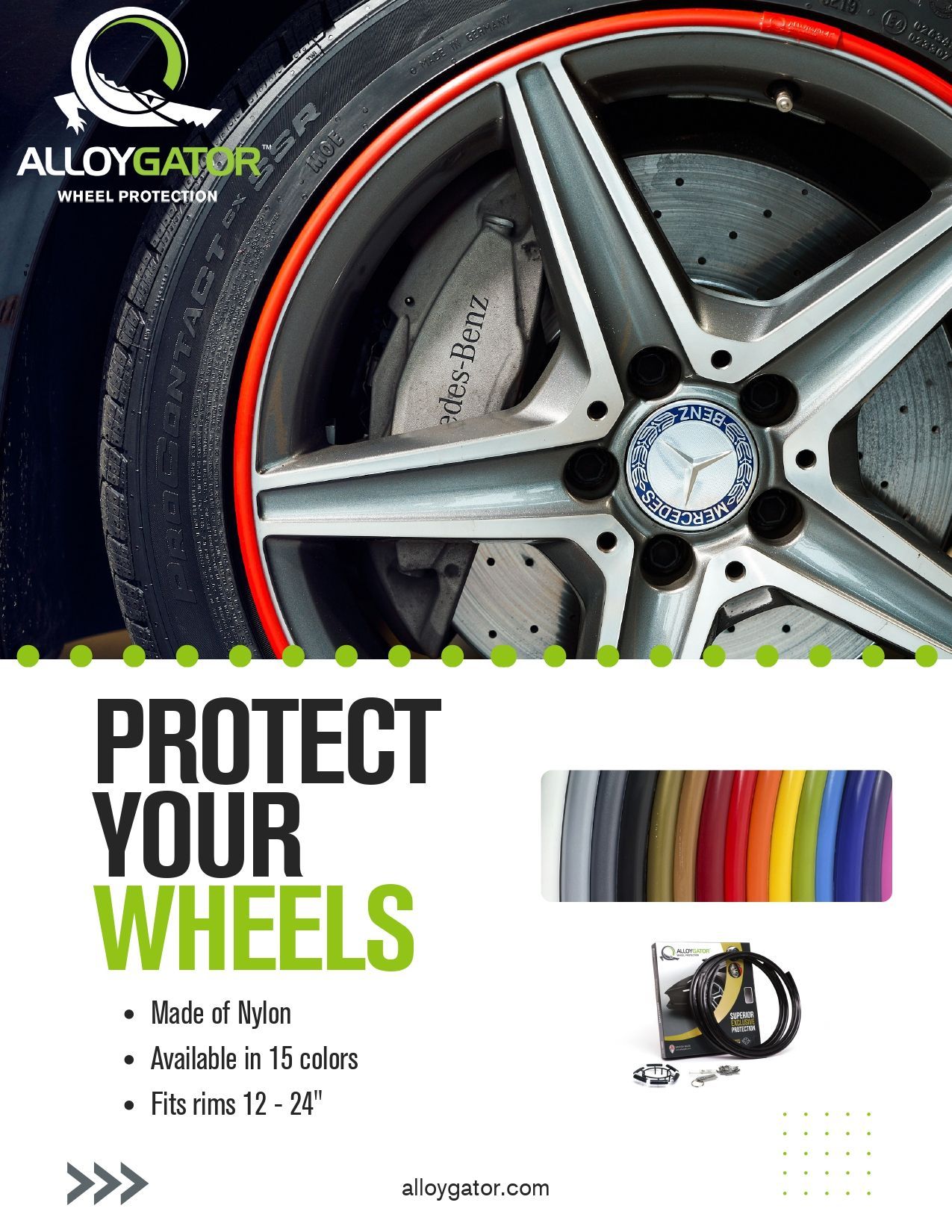 A poster that says `` protect your wheels '' with a picture of a car wheel.