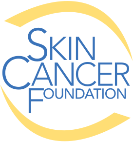 A blue and yellow logo for the skin cancer foundation