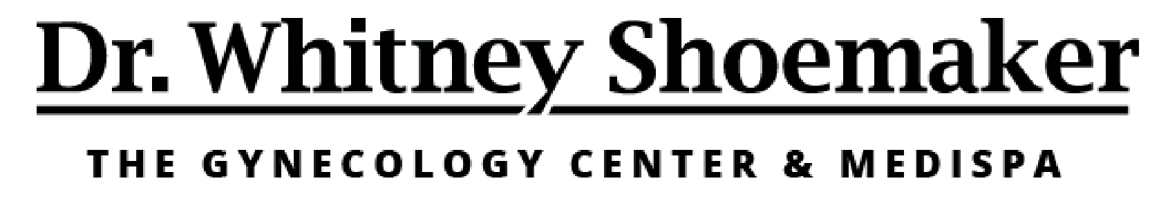 Logo for Dr. Whitney Shoemaker's gynecology center and medspa. Black text on a white background.
