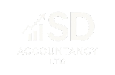 White logo reading &ldquo;SD Accountancy Ltd&rdquo; with a small upward bar chart icon.