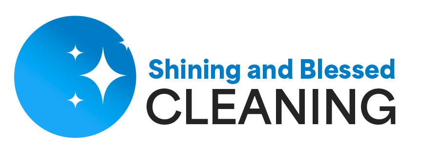The logo for shining and blessed cleaning is a blue circle with a star in the middle.