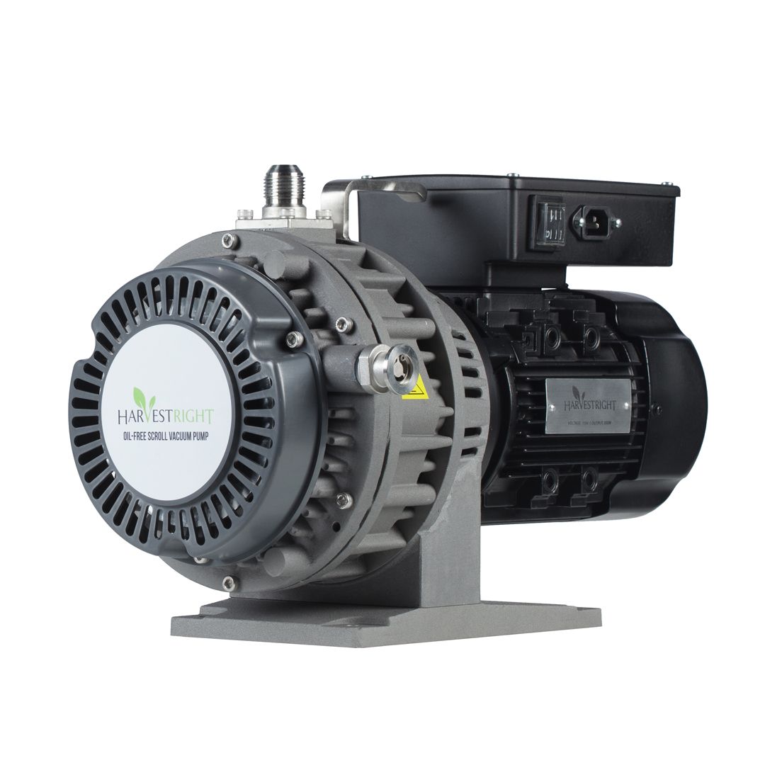 A gray and black industrial vacuum pump with a
