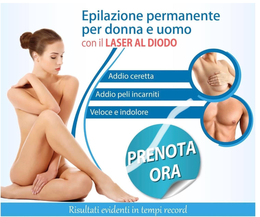 Pubblicità blu per epilazione laser a diodo