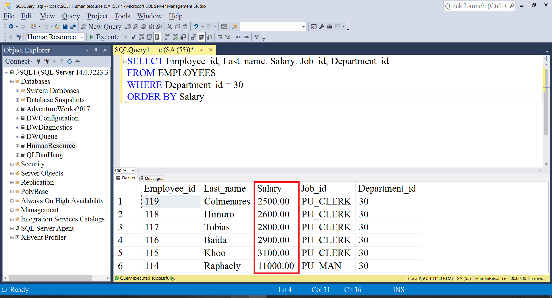 Lệnh Order By trong SQL