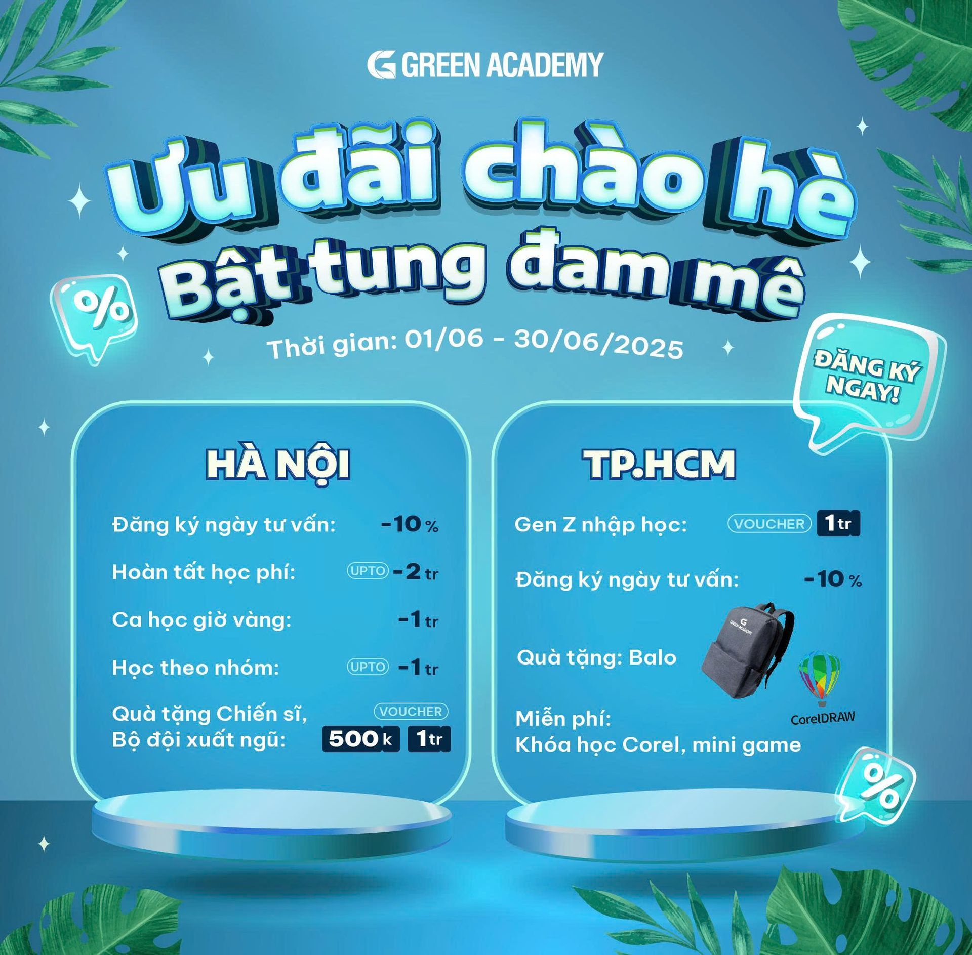 ƯU ĐÃI NGÀY HÈ – BẬT TUNG ĐAM MÊ CÙNG GREEN ACADEMY