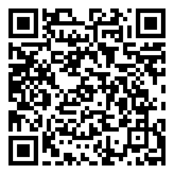 Ein schwarz-weißer QR-Code auf weißem Hintergrund.