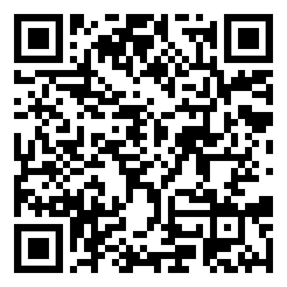 Ein schwarz-weißer QR-Code auf weißem Hintergrund.