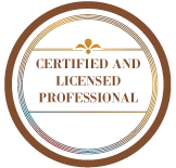 A certified and licensed professional logo in a circle.