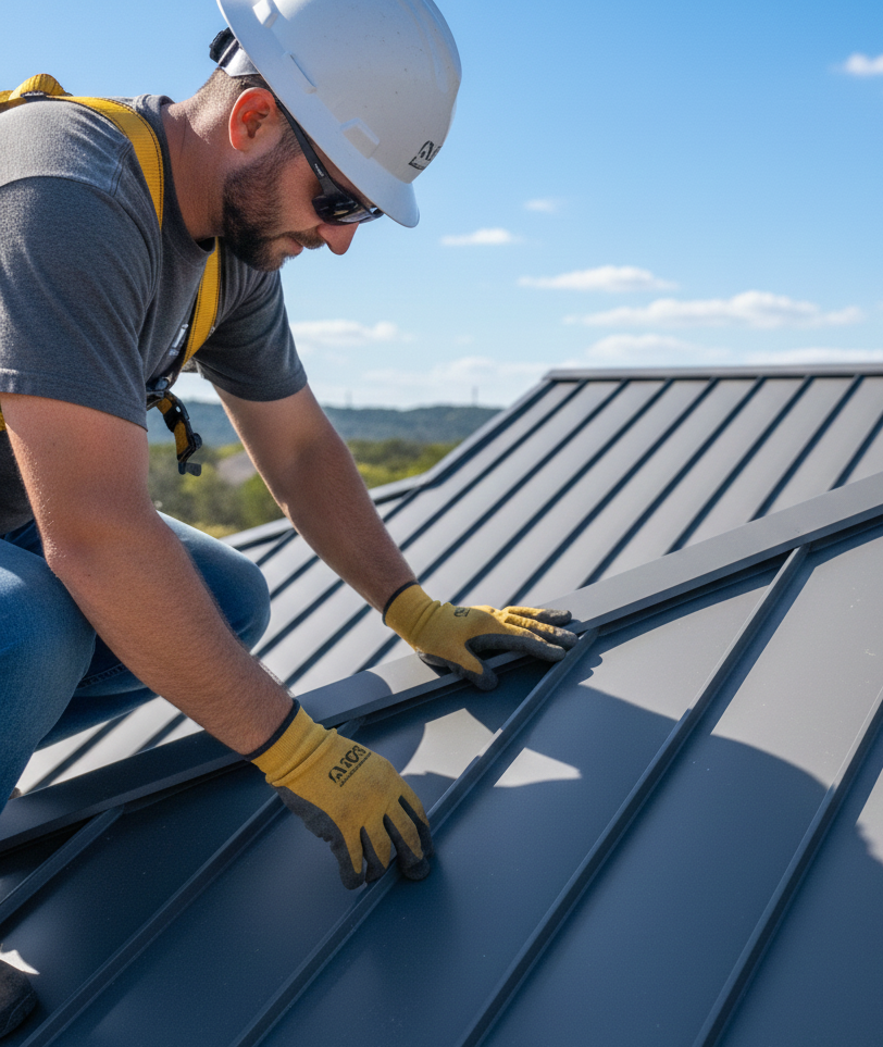 Cedar Park metal roof installation final touches