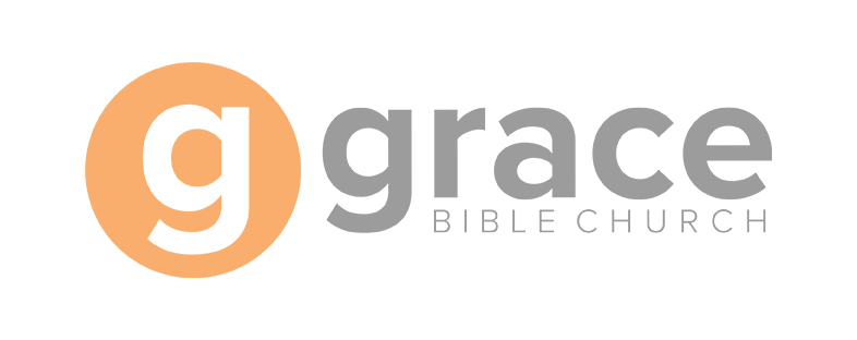 The logo for grace bible church is orange and gray.