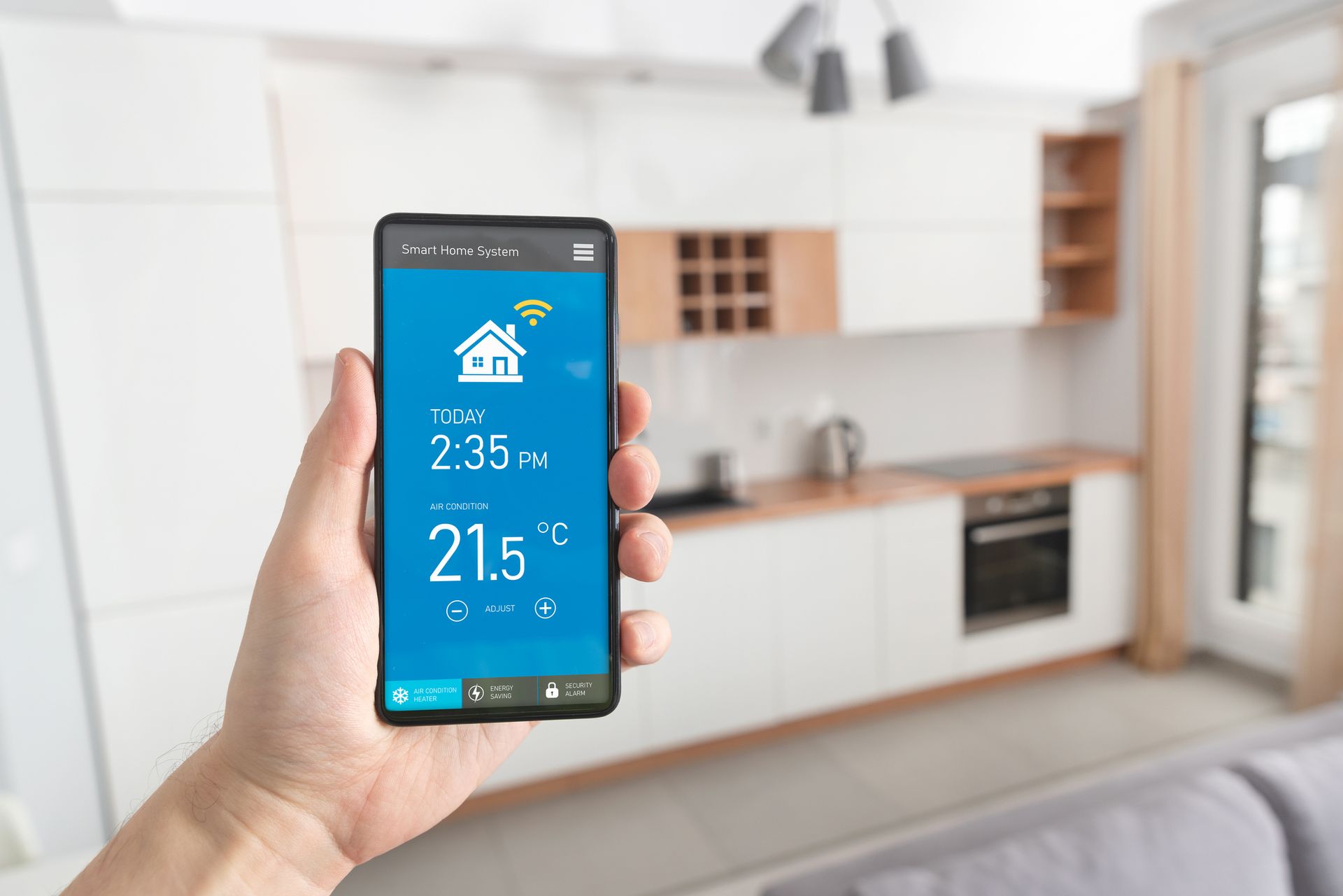 Hand holding a smart phone. Hand holding a smart phone.