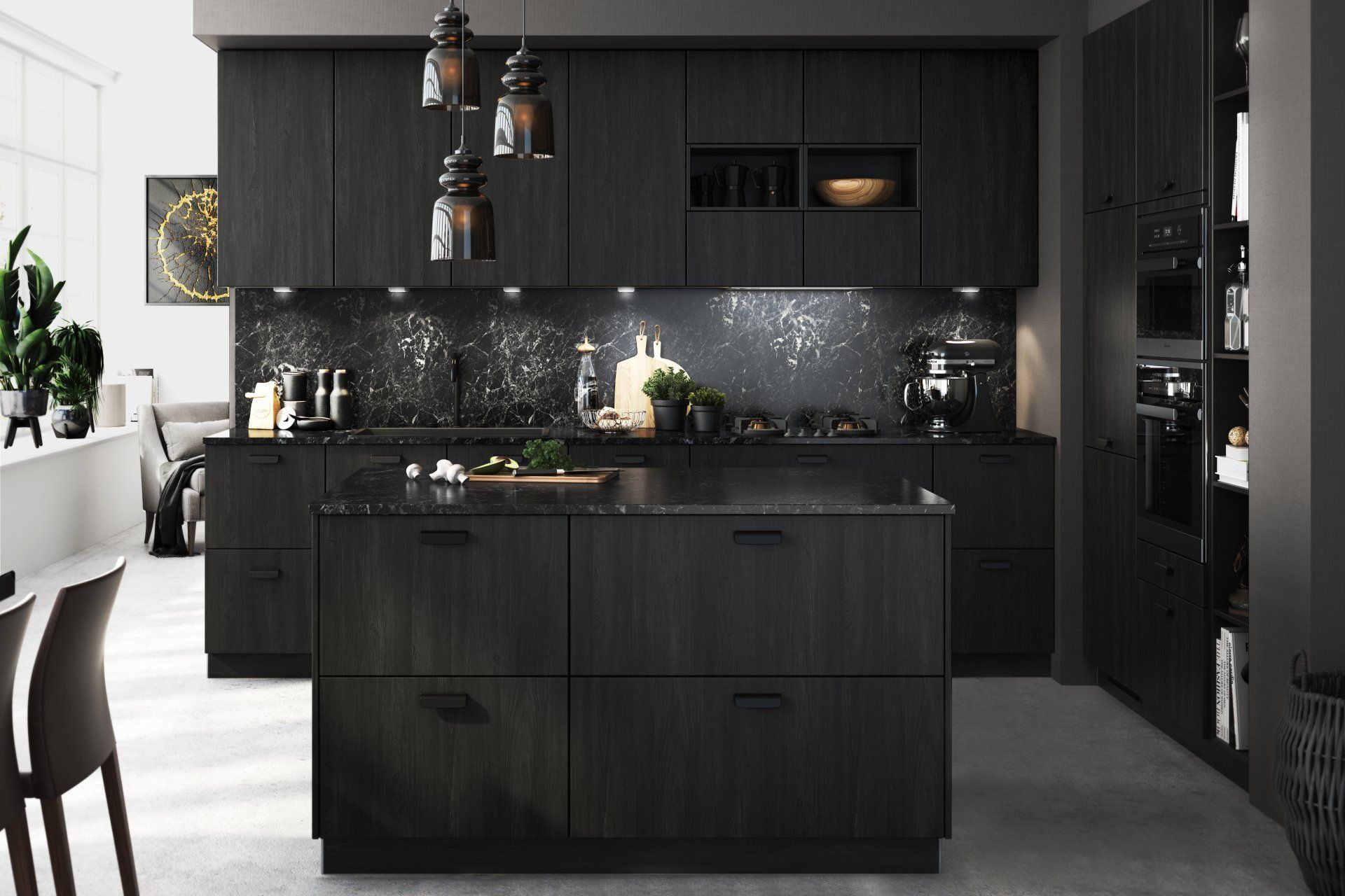 pre black kitchen design