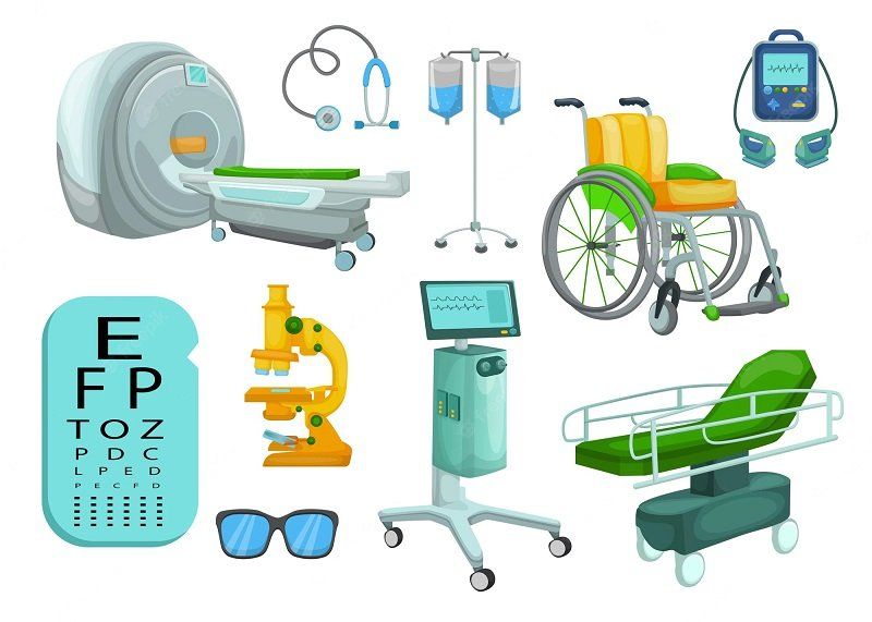 A set of medical equipment on a white background.