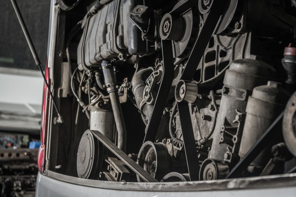 Engine of a Vehicle Showing Belts, Pulleys — Haigh Truck & 4WD Repairs In Orange, NSW