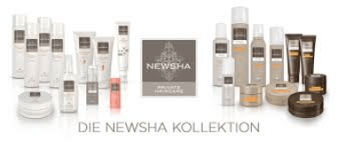 Ein paar Flaschen Newsha Kosmetik auf weißem Hintergrund