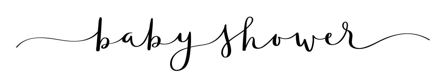 The word baby shower is written in cursive on a white background.