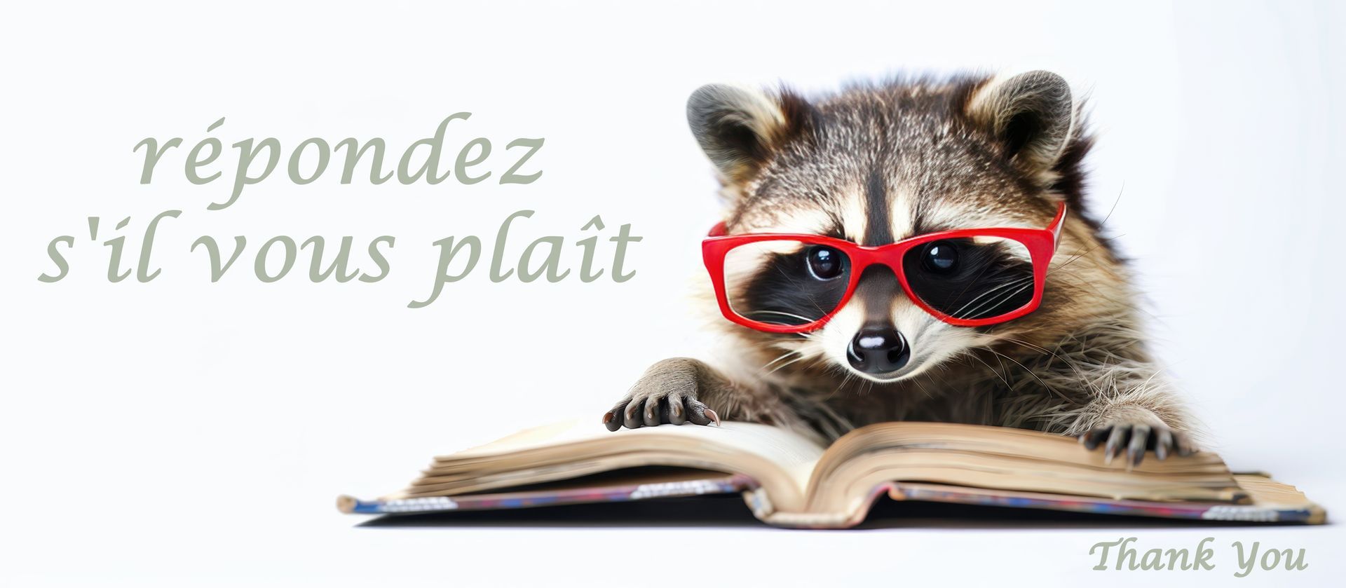 A raccoon wearing sunglasses is reading a book.