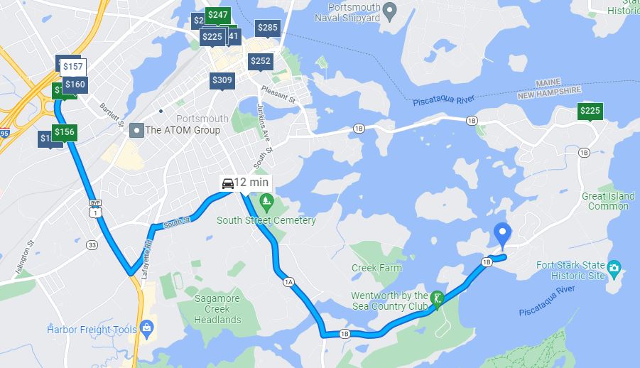 A map showing the route of a bus going through a city.