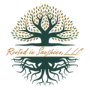 Logo: Tree with green and brown leaves, roots below, and text 
