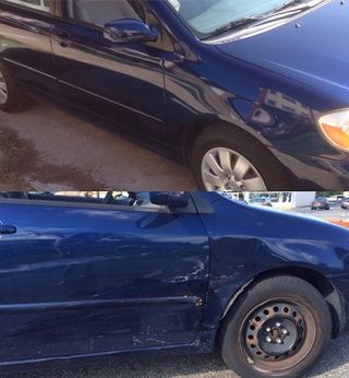 Before and After Blue Car Collision Repair — Staten Island, NY — Nu-Dimensions Auto Body