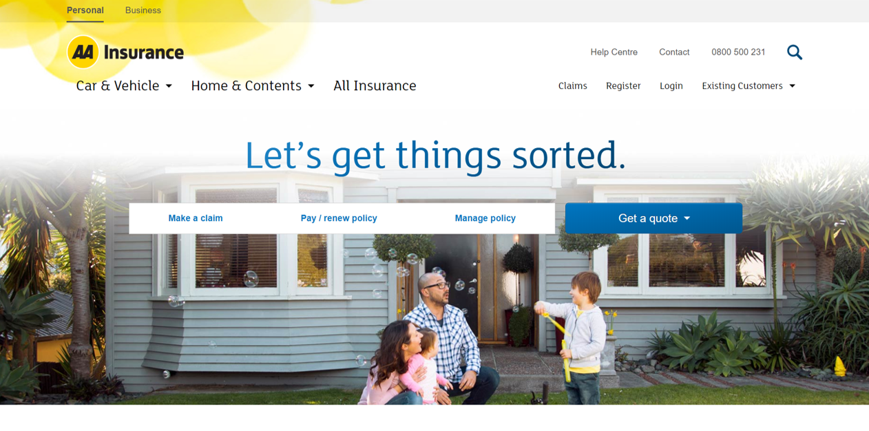 AA Insurance’s online experience