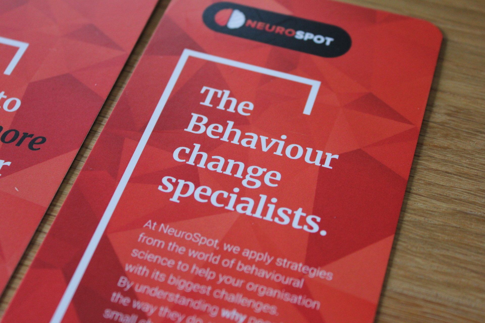 Image: A card from the NeuroSpot Behaviour Change Toolkit saying 'The behaviour change specialists'