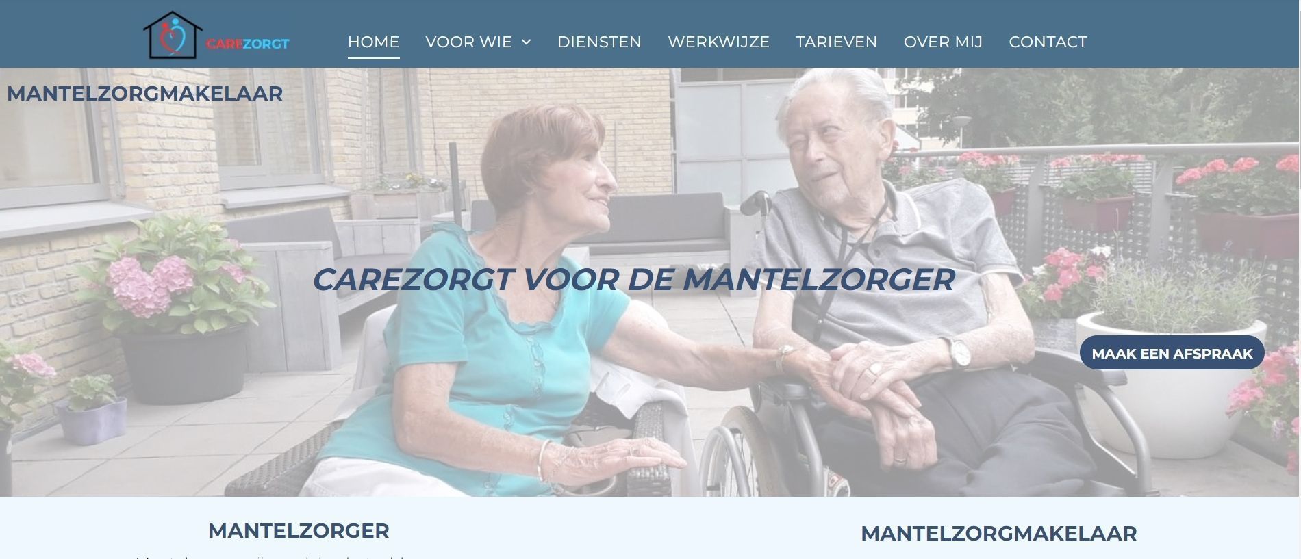 Een screenshot van een website voor dekkers infra