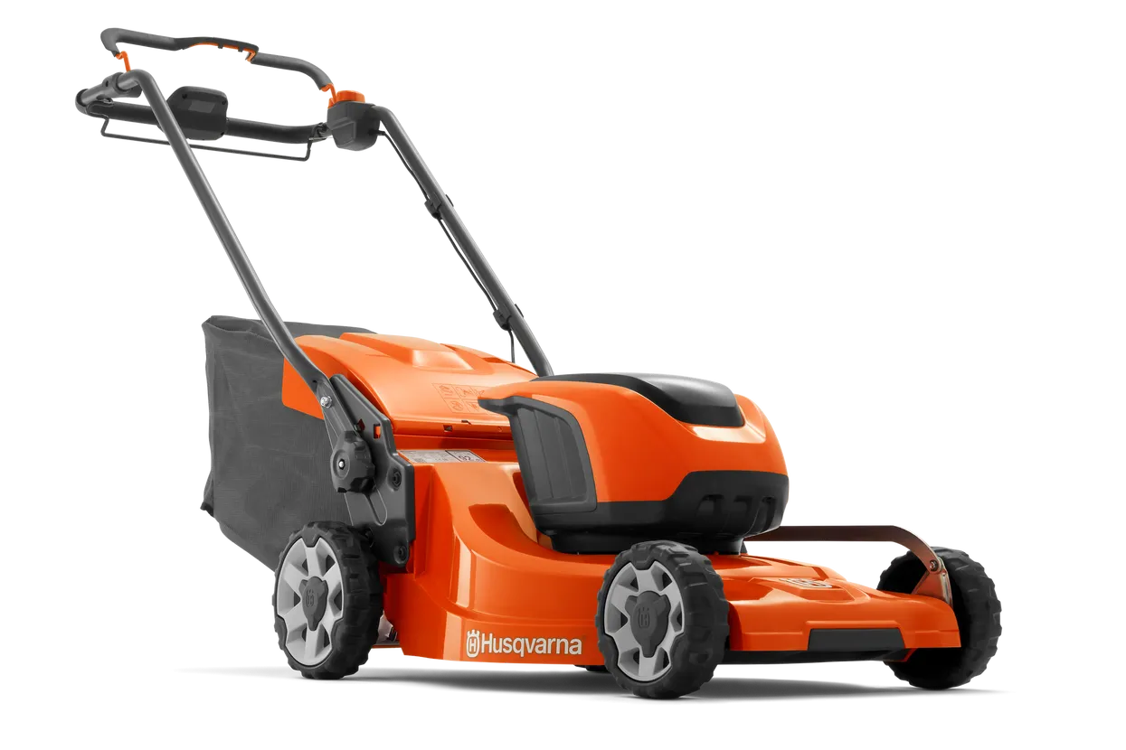 Orange Husqvarna Electric Lawn Mower — M.M & Mechanical in Dubbo, NSW